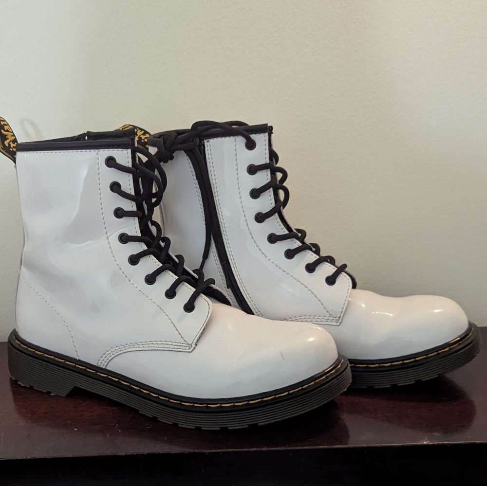 White Lace-Up Doc Martens
